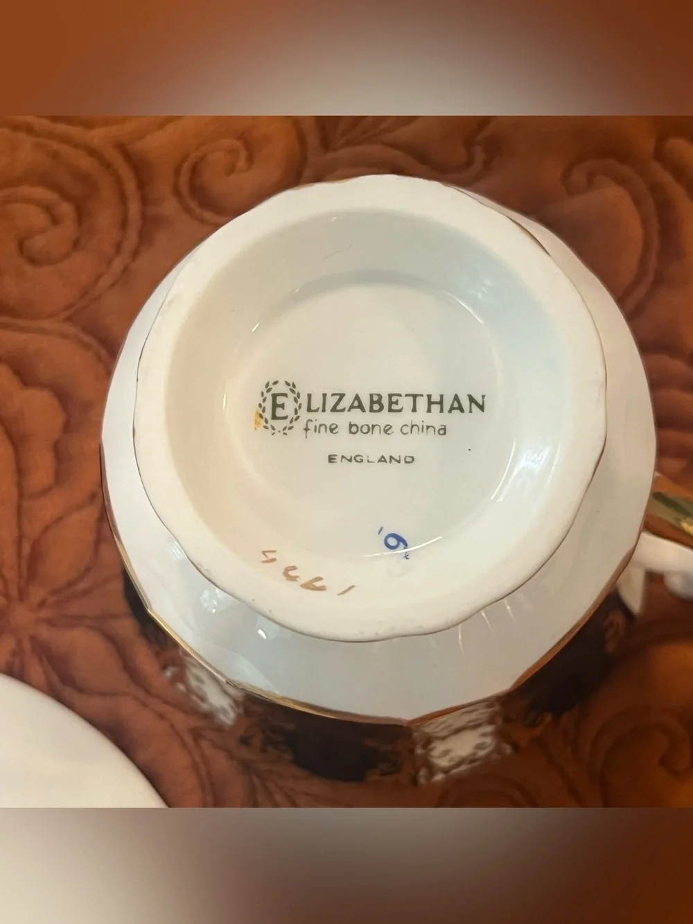 Vintage Elizabethan 4661 Black Gold Fine Bone China Teacup & Saucer England